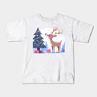 Reindeer Enjoying Their Christmas Tree Kids T-Shirt